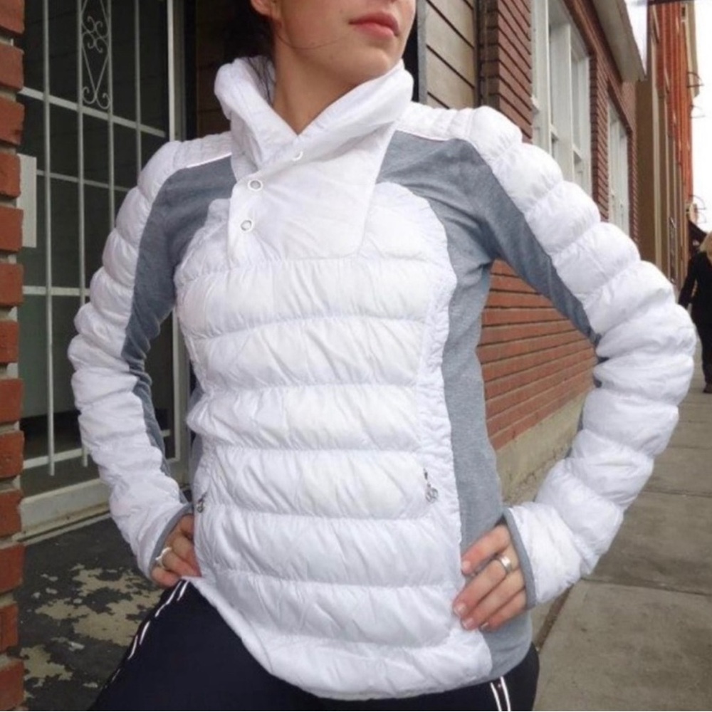 Lululemon Run: Goose Down Run Insulator Pullover SIZE 12 Heathered Blurred Gray